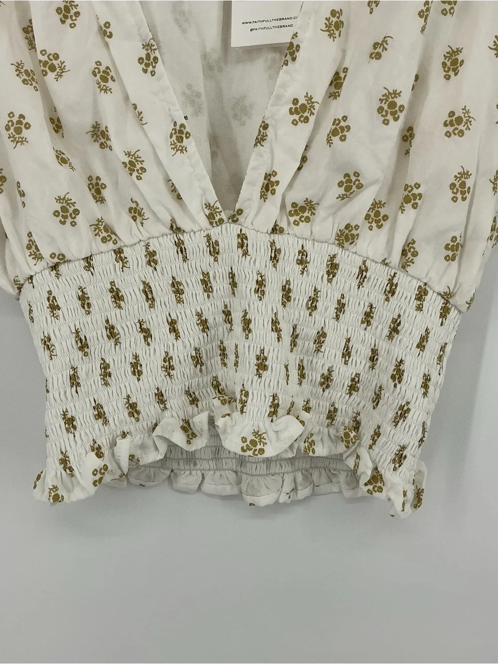 Faithfull The Brand Alba Top Cairo Floral Smocked Puff‎ Sleeve XS 2 NWT